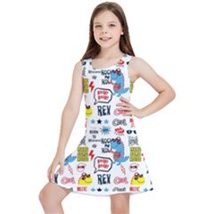 Monster Cool Seamless Pattern Kids  Lightweight Sleeveless Dress by Hannah976