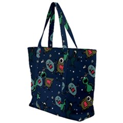 Monster Alien Pattern Seamless Background Zip Up Canvas Bag by Hannah976