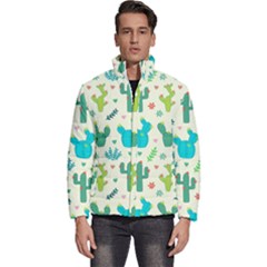 Cactus Succulents Floral Seamless Pattern Men s Puffer Bubble Jacket Coat by Hannah976