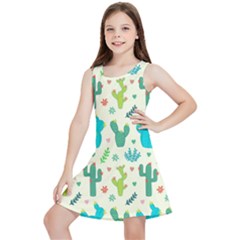 Cactus Succulents Floral Seamless Pattern Kids  Lightweight Sleeveless Dress by Hannah976