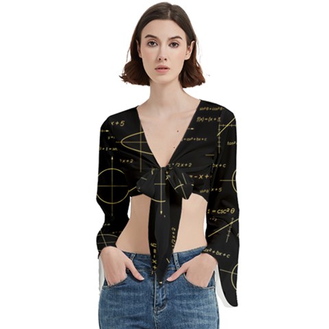 Abstract Math Pattern Trumpet Sleeve Cropped Top by Hannah976