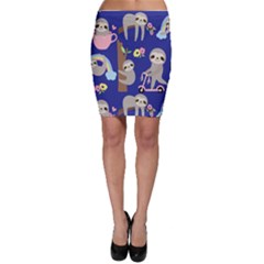 Hand Drawn Cute Sloth Pattern Background Bodycon Skirt by Hannah976