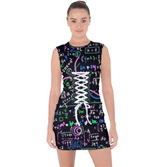 Math Linear Mathematics Education Circle Background Lace Up Front Bodycon Dress by Hannah976