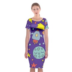 Card With Lovely Planets Classic Short Sleeve Midi Dress by Hannah976