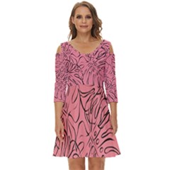 Pink Monstera Shoulder Cut Out Zip Up Dress by ConteMonfrey