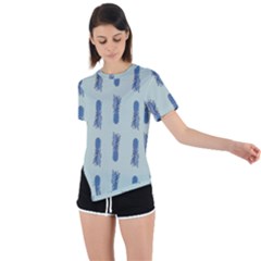 Blue King Pineapple  Asymmetrical Short Sleeve Sports T-shirt by ConteMonfrey