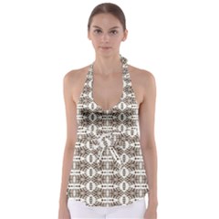 Brown Snake Skin Tie Back Tankini Top by ConteMonfrey