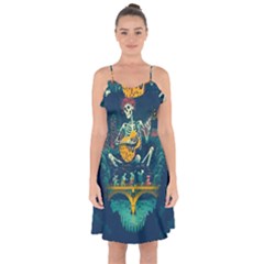 Grateful Dead Singing Skeleton Ruffle Detail Chiffon Dress by Bedest