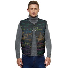 Mathematical Colorful Formulas Drawn By Hand Black Chalkboard Men s Button Up Puffer Vest	 by Ravend