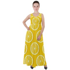 Lemon Fruits Slice Seamless Pattern Empire Waist Velour Maxi Dress by Ravend