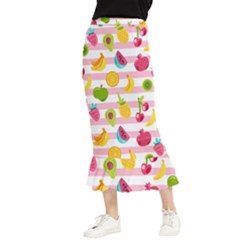 Tropical Fruits Berries Seamless Pattern Maxi Fishtail Chiffon Skirt by Ravend