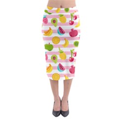 Tropical Fruits Berries Seamless Pattern Midi Pencil Skirt by Ravend