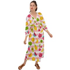 Tropical Fruits Berries Seamless Pattern Grecian Style  Maxi Dress by Ravend