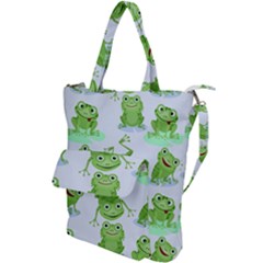 Cute Green Frogs Seamless Pattern Shoulder Tote Bag by Ravend