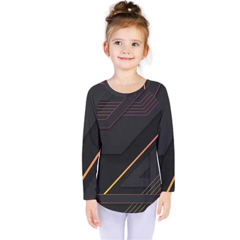 Gradient Geometric Shapes Dark Background Kids  Long Sleeve T-shirt by Apen