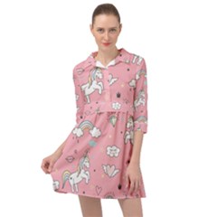 Cute Unicorn Seamless Pattern Mini Skater Shirt Dress by Apen