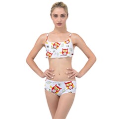 Seamless Pattern Vector Owl Cartoon With Bugs Layered Top Bikini Set by Apen