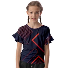 Gradient Geometric Shapes Dark Background Design Kids  Cut Out Flutter Sleeves by Apen