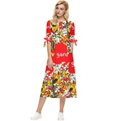 Garden Lover Bow Sleeve Chiffon Midi Dress by TShirt44