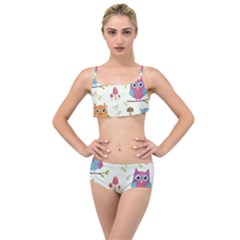 Forest Seamless Pattern With Cute Owls Layered Top Bikini Set by Apen