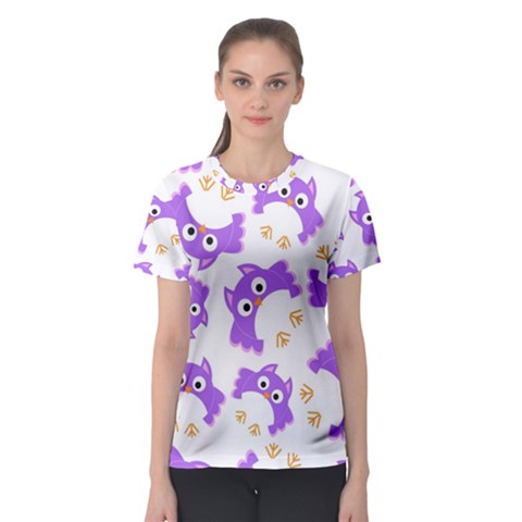 Purple Owl Pattern Background Women s Sport Mesh T-shirt by Apen