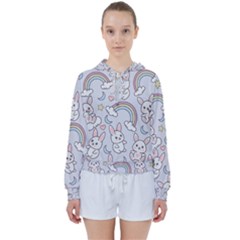 Seamless Pattern With Cute Rabbit Character Women s Tie Up Sweat by Apen