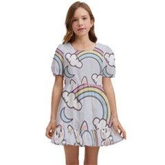 Seamless Pattern With Cute Rabbit Character Kids  Short Sleeve Dolly Dress by Apen