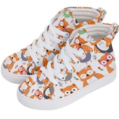 Cute Colorful Owl Cartoon Seamless Pattern Kids  Hi-top Skate Sneakers by Apen