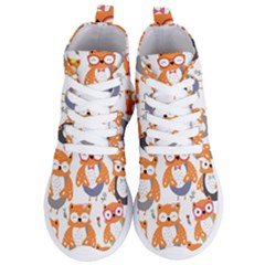 Cute Colorful Owl Cartoon Seamless Pattern Women s Lightweight High Top Sneakers by Apen