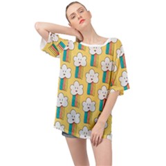 American Golden Ancient Totems Oversized Chiffon Top by Apen