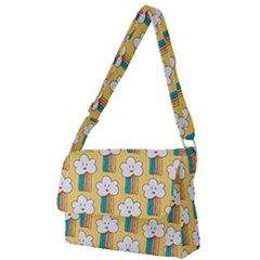 Smile Cloud Rainbow Pattern Yellow Full Print Messenger Bag (l) by Apen