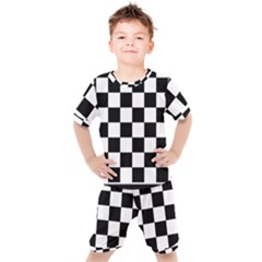 Chess Board Background Design Kids  T-shirt And Shorts Set by Apen