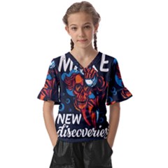 Make Devil Discovery  Kids  V-neck Horn Sleeve Blouse by Saikumar