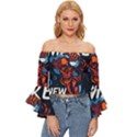 Make devil discovery  Off Shoulder Flutter Bell Sleeve Top View1