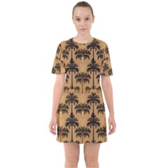 Cat Jigsaw Puzzle Sixties Short Sleeve Mini Dress by Jatiart