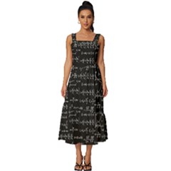 Math Equations Formulas Pattern Square Neckline Tiered Midi Dress by Ravend