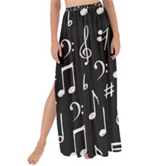 Chalk Music Notes Signs Seamless Pattern Maxi Chiffon Tie-up Sarong by Ravend