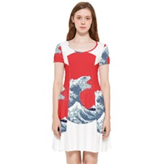 The Great Wave Of Kaiju Inside Out Cap Sleeve Dress by Cendanart