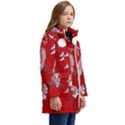 Japanese Crane Bird Art Kids  Hooded Longline Puffer Jacket View2