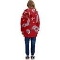 Japanese Crane Bird Art Kids  Hooded Longline Puffer Jacket View4