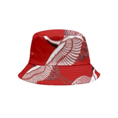 Japanese Crane Bird Art Inside Out Bucket Hat (kids) by Cendanart