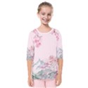 Pink Chinese Style Cherry Blossom Kids  Quarter Sleeve Raglan T-Shirt View1