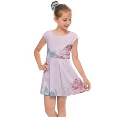 Pink Chinese Style Cherry Blossom Kids  Cap Sleeve Dress by Cendanart