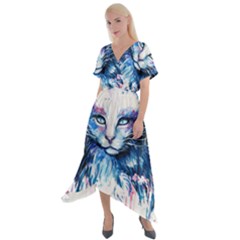 Cat Cross Front Sharkbite Hem Maxi Dress by saad11