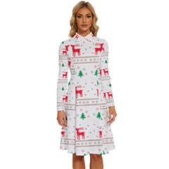 Christmas Long Sleeve Shirt Collar A-line Dress by saad11