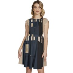 Tardis Doctor Who Minimal Minimalism Cap Sleeve High Waist Dress by Cendanart