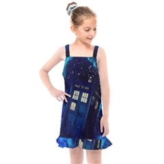 Tardis Doctor Who Space Galaxy Kids  Overall Dress by Cendanart