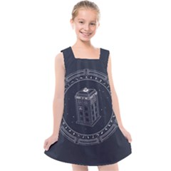 Doctor Who Bbc Tardis Kids  Cross Back Dress by Cendanart