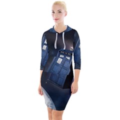 Tardis Doctor Who Planet Quarter Sleeve Hood Bodycon Dress by Cendanart