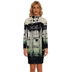 Doctor Who Tardis Long Sleeve Shirt Collar Bodycon Dress by Cendanart